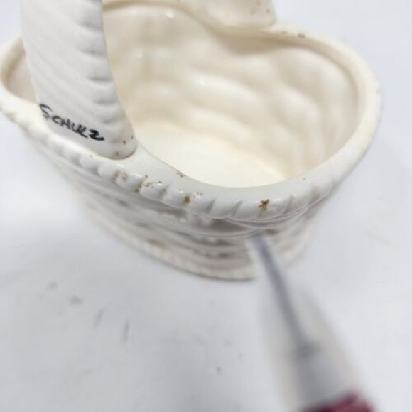 Vintage United Features Peanuts Snoopy Ceramic Basket Schulz Made In Japan 1958 - Picture 6 of 13